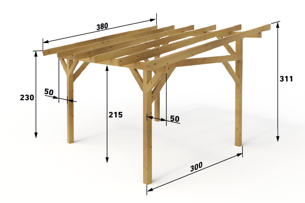 Dřevěná pergola Classico volně stojící hloubka od 300 - BSH 