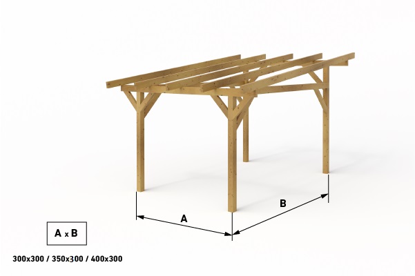 Dřevěná pergola Classico volně stojící hloubka od 300 - BSH 