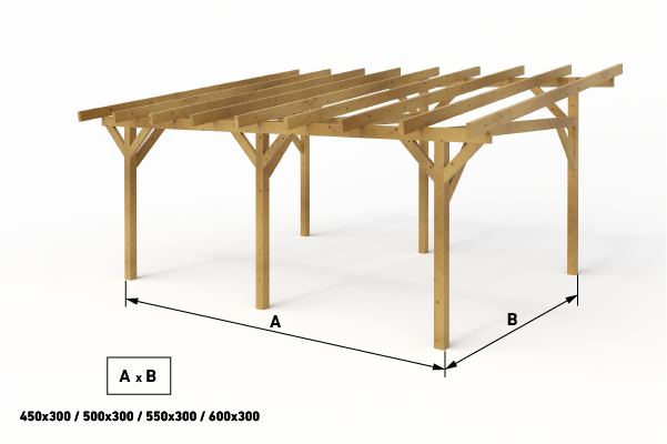 Dřevěná pergola Classico volně stojící hloubka od 300 - BSH 