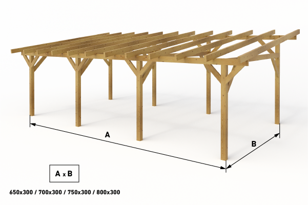 Dřevěná pergola Classico volně stojící hloubka od 300 - BSH 