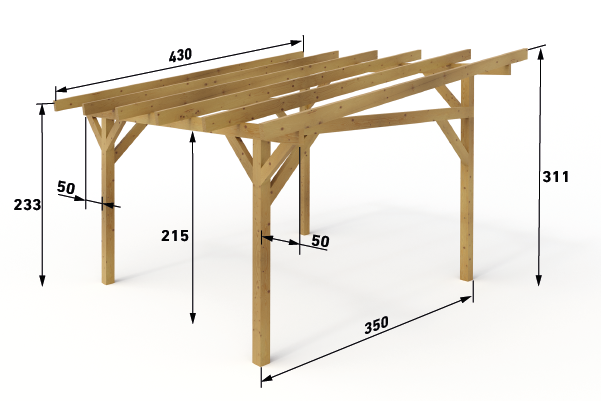 Dřevěná pergola Classico volně stojící hloubka od 350 - BSH