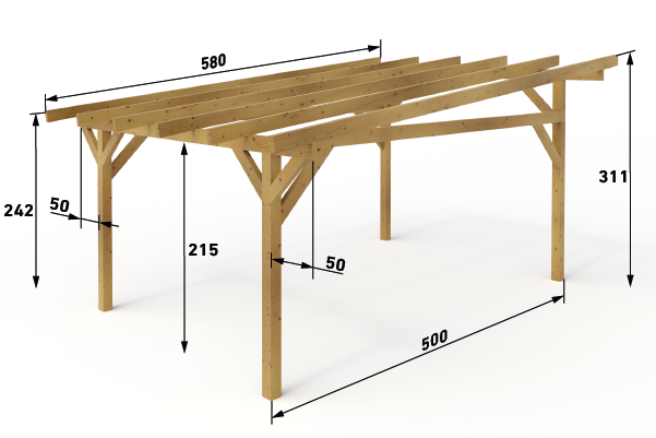 Dřevěná pergola Classico volně stojící hloubka od 500 - BSH